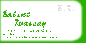 balint kvassay business card